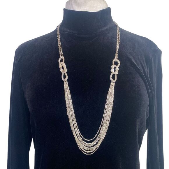 Vintage Silver tone 12 strand necklace 37” and it’s adjustable to any length. - Picture 1 of 5